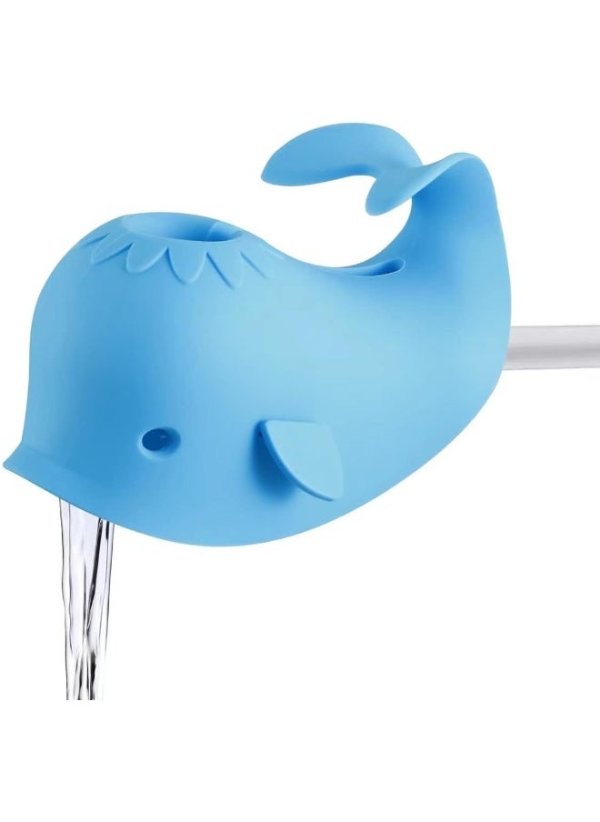 PandaEar Bath Spout Cover, Baby Bathtub Faucet Cover, Baby Shower Protector Cover for Kids Toddlers, Universal Fit - Whale (Blue)
