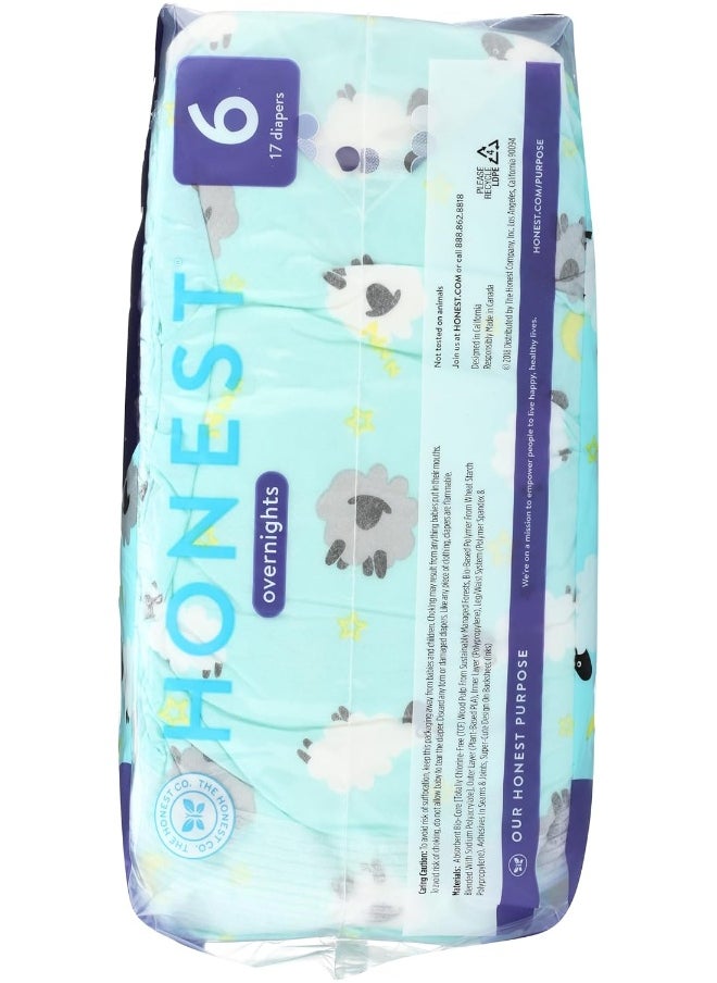 Honest, Overnight Diapers Sleepy Sheep Size 6, 25 Ounce, 17 Count