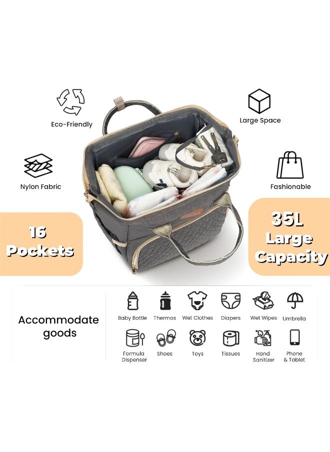 Baby Diaper Bag Backpack with Changing Pad, Pacifier Case