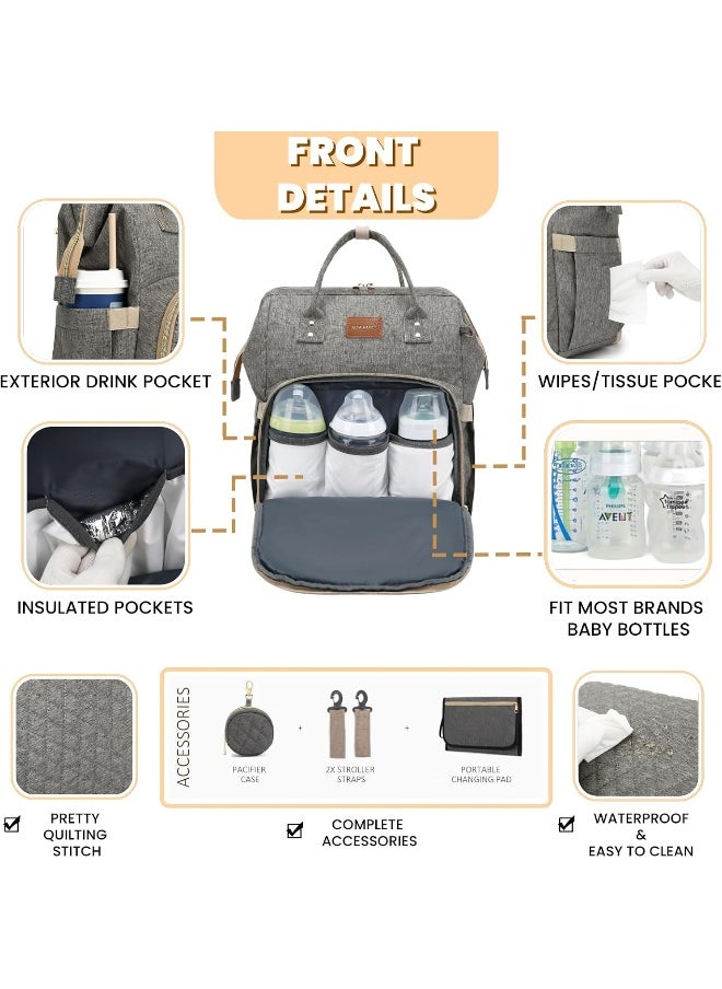 Baby Diaper Bag Backpack with Changing Pad, Pacifier Case