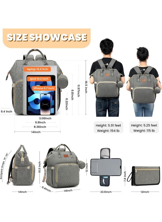 Baby Diaper Bag Backpack with Changing Pad, Pacifier Case