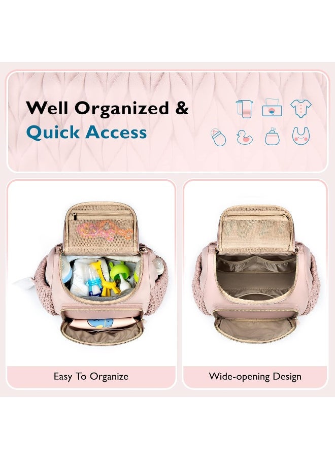 mommore Diaper Bag Small Diaper Backpack Stylish Baby Travel Backpacks with Insulated Pockets, Changing Pad, Stroller Straps