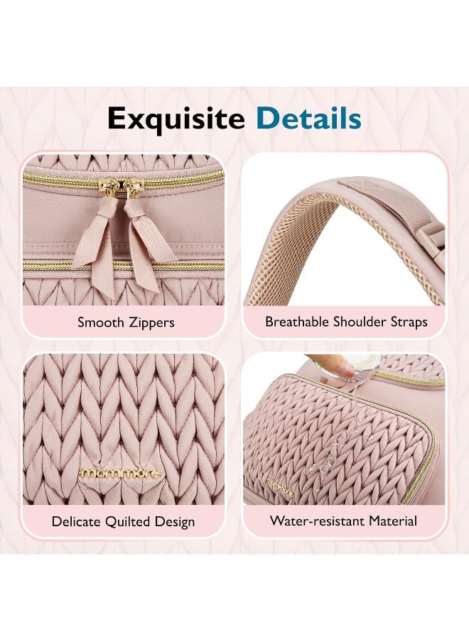 mommore Diaper Bag Small Diaper Backpack Stylish Baby Travel Backpacks with Insulated Pockets, Changing Pad, Stroller Straps