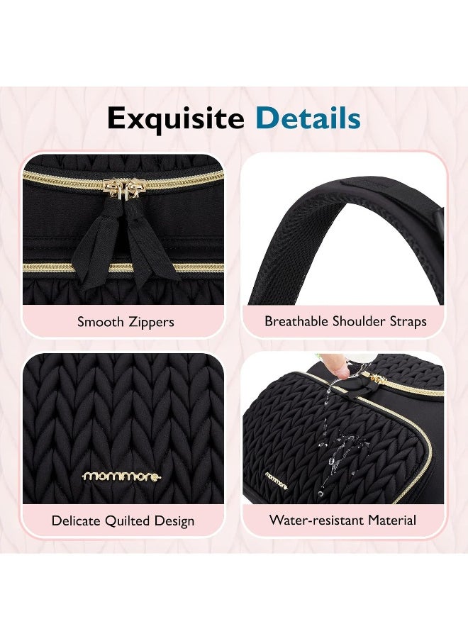 mommore Diaper Bag Small Diaper Backpack Stylish Baby Travel Backpacks with Insulated Pockets, Changing Pad, Stroller Straps