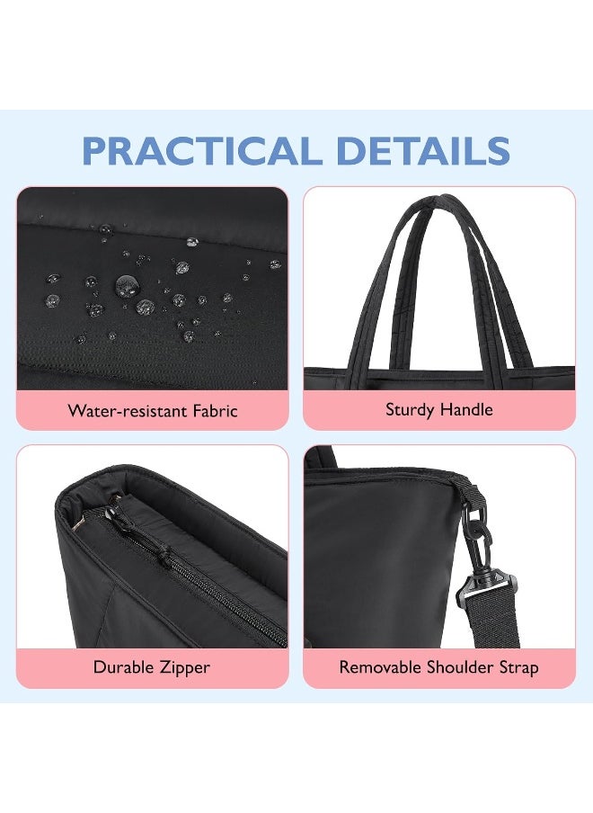 mommore Diaper Bag Tote with Stroller Organizer Puffer Bag Large Capacity Baby Bag with Changing Pad for Travel, Hospital