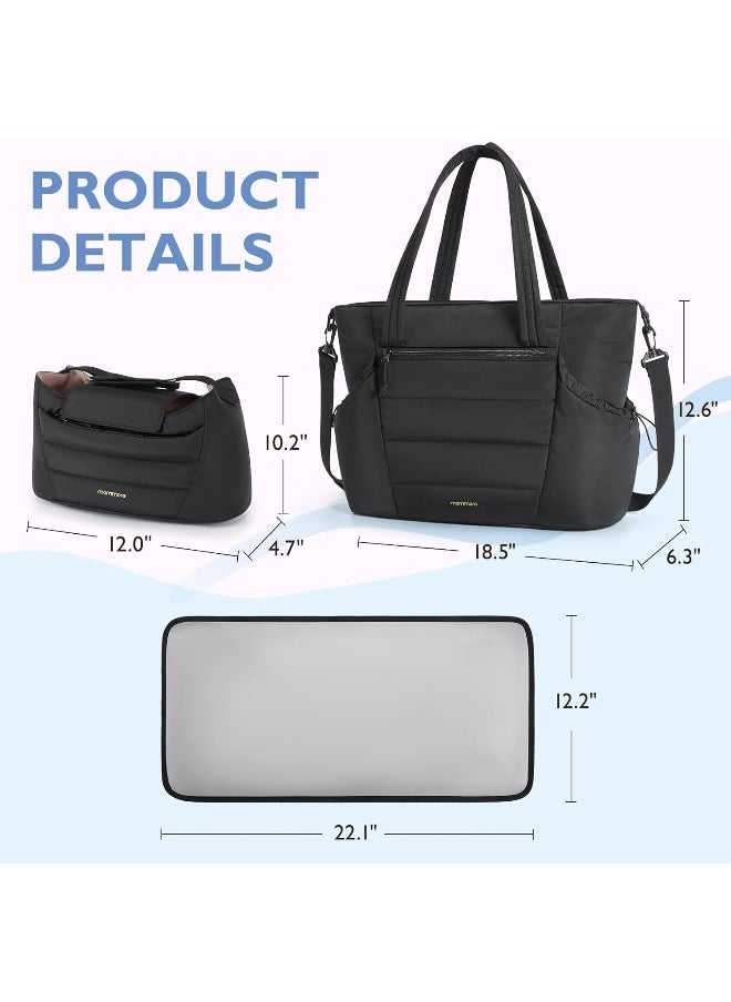 mommore Diaper Bag Tote with Stroller Organizer Puffer Bag Large Capacity Baby Bag with Changing Pad for Travel, Hospital