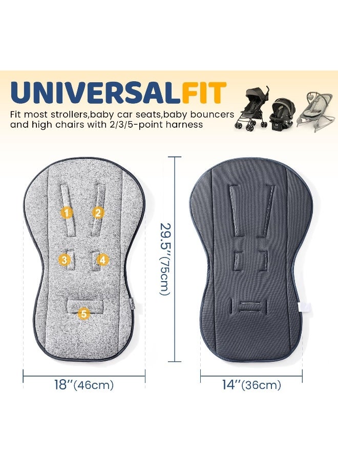 Orzbow Baby Stroller Car Seat Cushion, Breathable & Soft Infant Car Seat Insert with Air Mesh, Multifunctional Stroller Seat Liner, Carseats and High Chairs, 29.5x18'', Grey