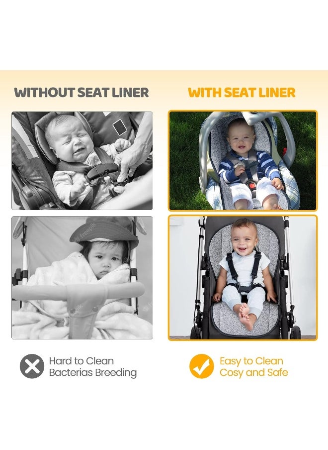 Orzbow Baby Stroller Car Seat Cushion, Breathable & Soft Infant Car Seat Insert with Air Mesh, Multifunctional Stroller Seat Liner, Carseats and High Chairs, 29.5x18'', Grey