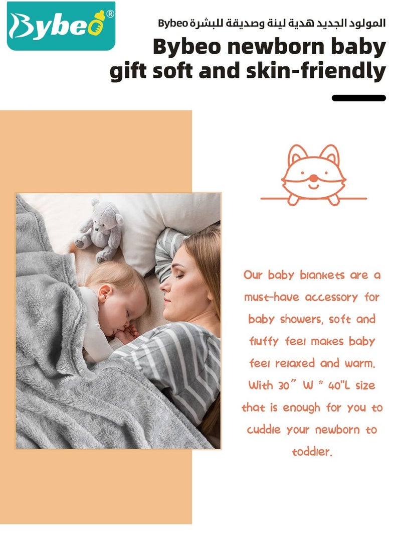 7 PCS Baby Gift Set, Newborn Baby Shower Gift for Boys Girls, Baby Gift Basket with Essential Stuff, Includes Blanket, Wooden Rattle Toy, Baby Bib and Socks, Greeting Card, Newborn Baby Gift Set