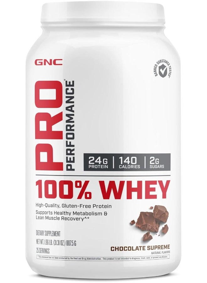 Pro Performance 100% Whey Protein Powder - Chocolate Supreme, 25 Servings, Supports Healthy Metabolism and Lean Muscle Recovery