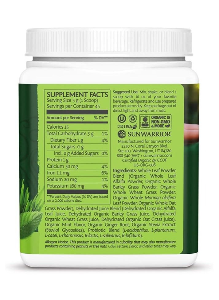 Sunwarrior Ormus Supergreens Organic Protein Powder Mint – Plant-Based, Keto-Friendly, 225g