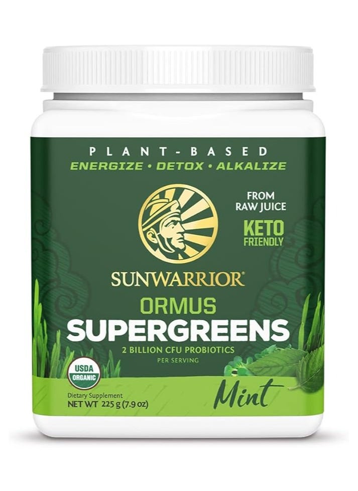 Sunwarrior Ormus Supergreens Organic Protein Powder Mint – Plant-Based, Keto-Friendly, 225g
