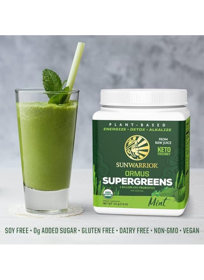 Sunwarrior Ormus Supergreens Organic Protein Powder Mint – Plant-Based, Keto-Friendly, 225g