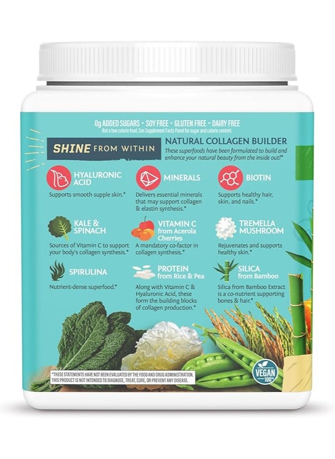 Sunwarrior Plant-Based Collagen Building Protein Peptides Tahitian Vanilla – 500g, with Hyaluronic Acid & Biotin