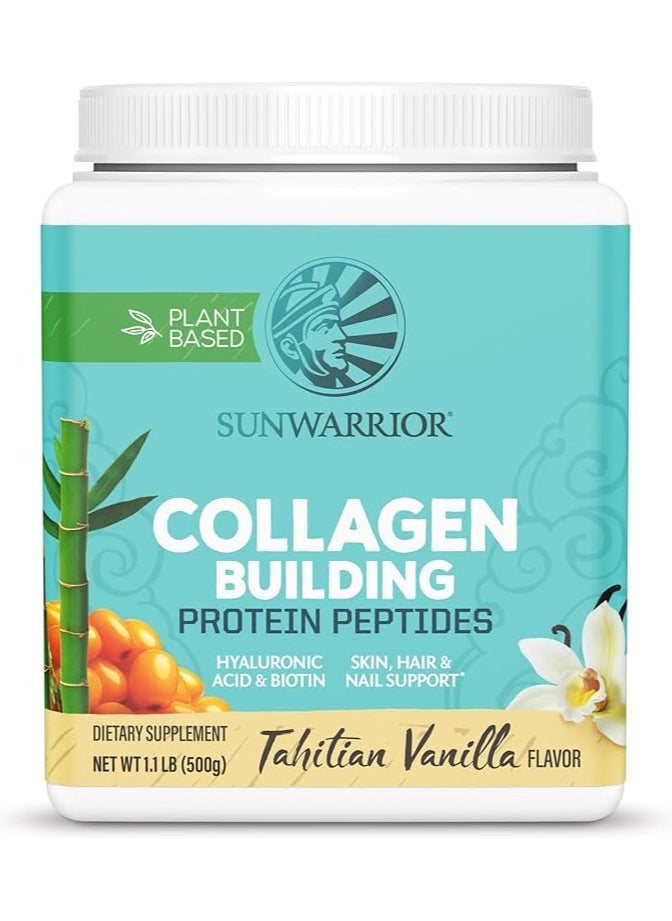 Sunwarrior Plant-Based Collagen Building Protein Peptides Tahitian Vanilla – 500g, with Hyaluronic Acid & Biotin