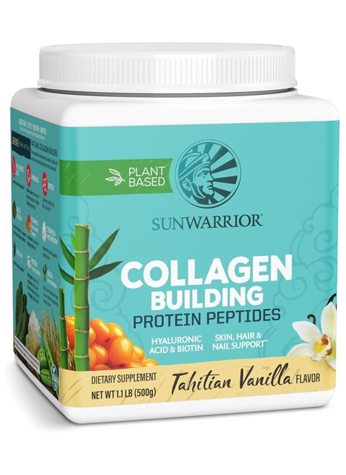 Sunwarrior Plant-Based Collagen Building Protein Peptides Tahitian Vanilla – 500g, with Hyaluronic Acid & Biotin