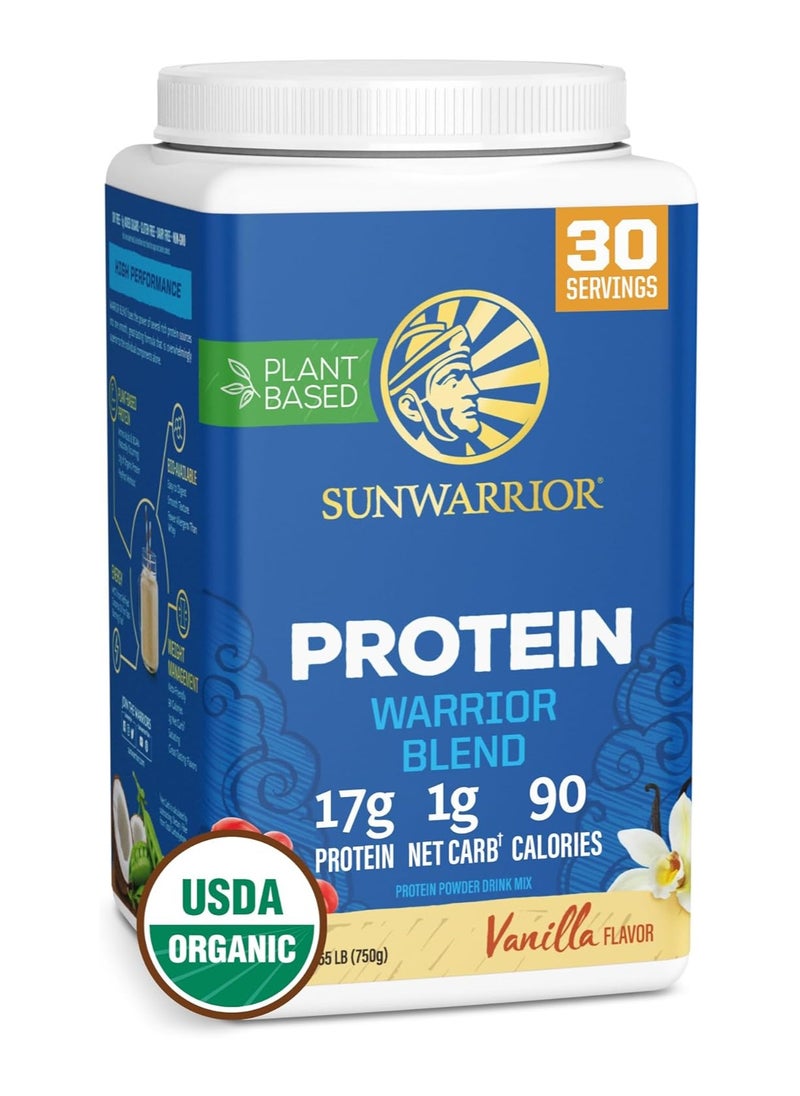 Sunwarrior Warrior Blend Organic Plant-Based Protein Powder Vanilla – Vegan, Keto-Friendly, 750g