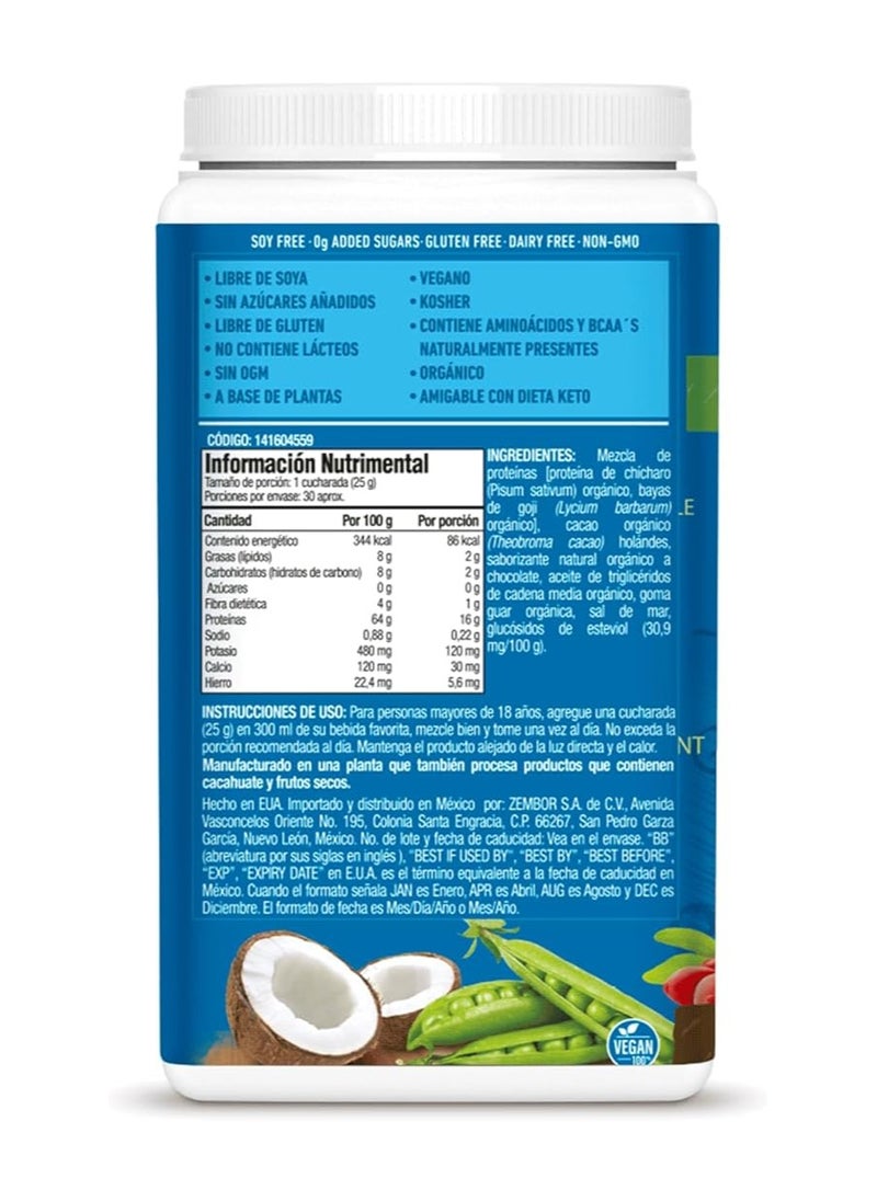 Sunwarrior Warrior Blend Organic Plant-Based Protein Powder Chocolate – Vegan, Keto-Friendly, 750g