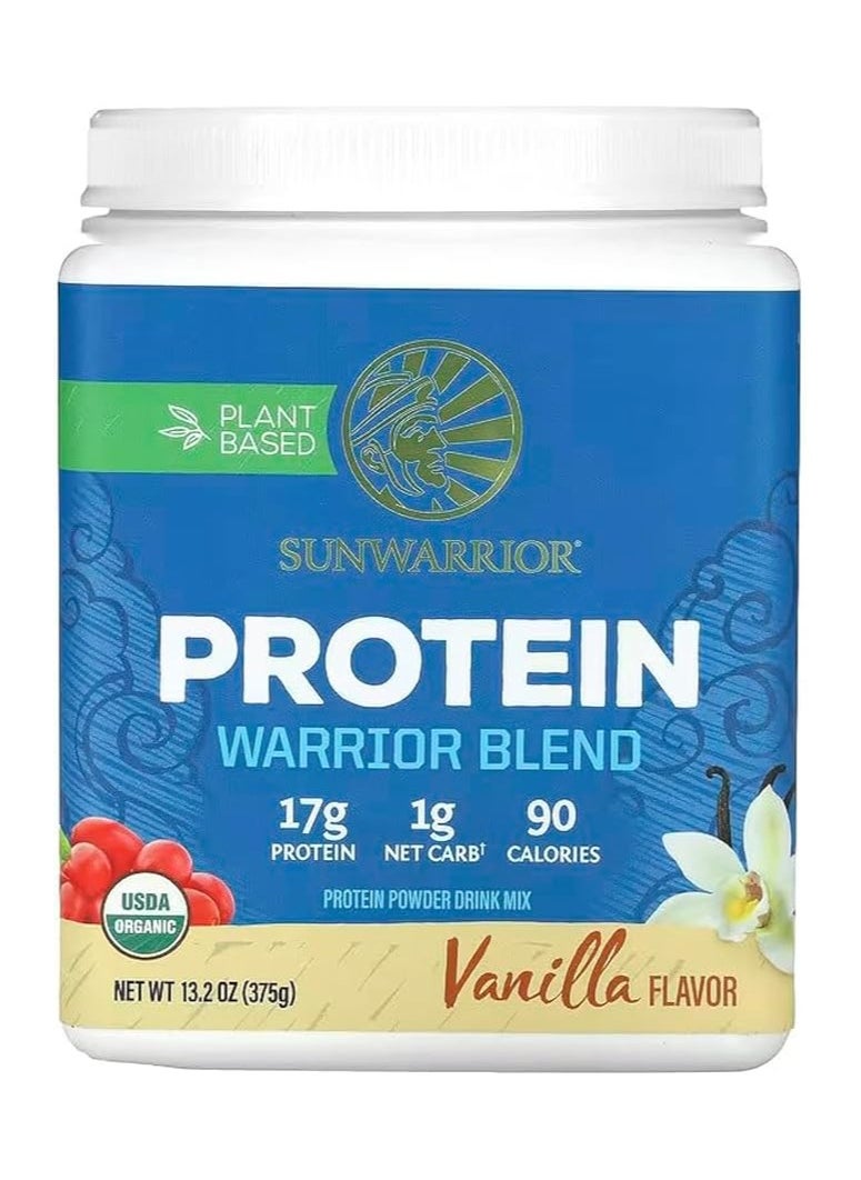 Sunwarrior Warrior Blend Organic Plant-Based Protein Powder Vanilla – Vegan, Keto-Friendly, 375g