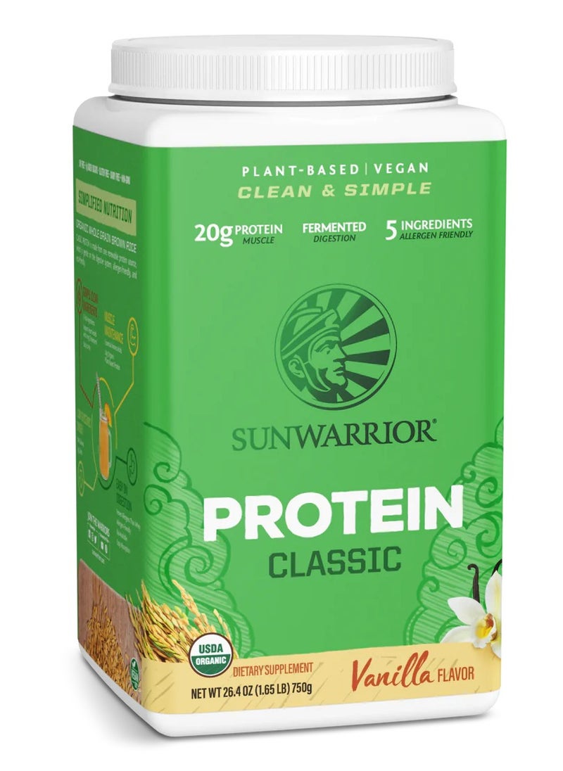 Sunwarrior Classic Vanilla Protein Powder – Plant-Based, Organic, 750g