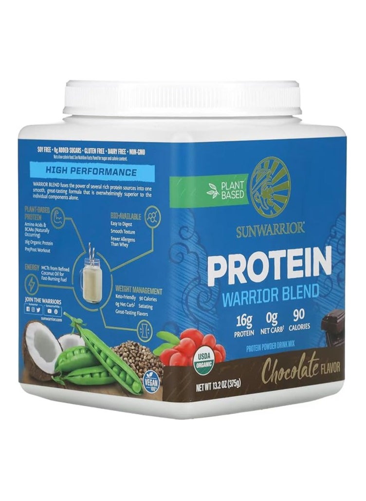 Sunwarrior Warrior Blend Organic Plant-Based Protein Powder Chocolate – Vegan, Keto-Friendly, 375g