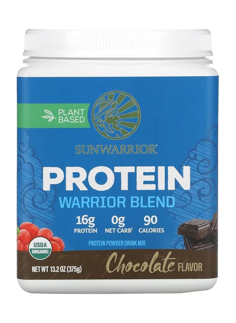Sunwarrior Warrior Blend Organic Plant-Based Protein Powder Chocolate – Vegan, Keto-Friendly, 375g