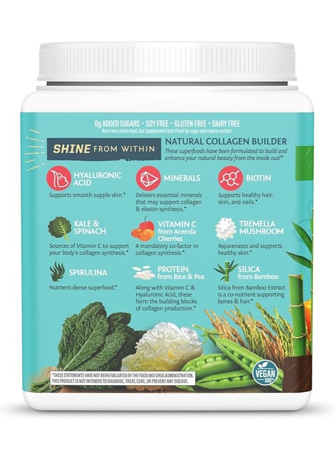 Sunwarrior Plant-Based Collagen Building Protein Peptides Chocolate Fudge – 500g, with Hyaluronic Acid & Biotin