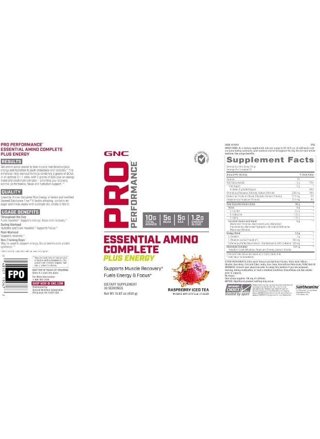 Pro Performance Essential Amino Complete Plus Energy - Raspberry Iced Tea