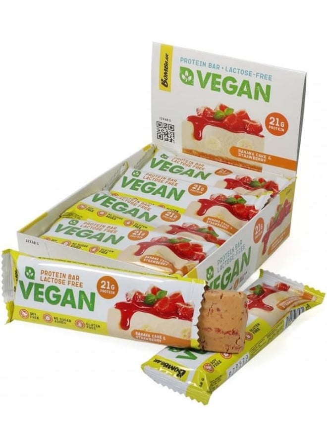 Vegan protein bar Banana pie with strawberries, 12 pcs.