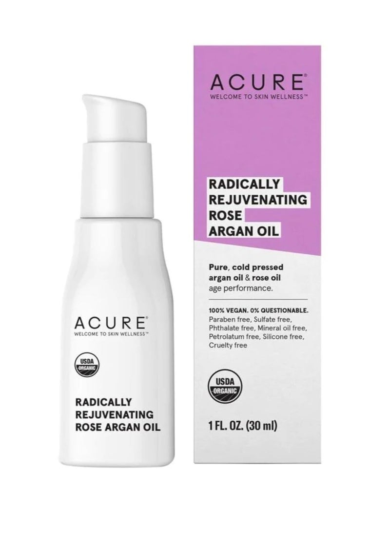 ACURE Radically Rejuvenating Rose Argan Oil - Face, Hair & Body Oil Serum Rich in Vitamin E - Lightweight, Non-Greasy, Vegan - 1 Fl Oz
