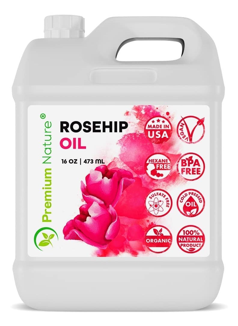 Rosehip Oil for Skin Face Body Hair Nails 16oz Cold Pressed Unrefined Rose Hip Seed Oil Moisturizing Facial Oil Bulk Aceite Rosa Mosqueta Puro 100 Organico Rose Oil For Face Oil For Dry Skin