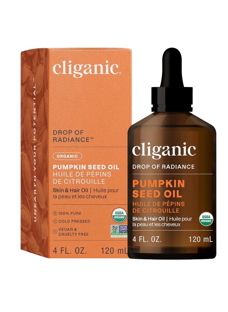 Cliganic Organic Pumpkin Seed Oil, 100% Pure - For Face & Hair | Natural Cold Pressed Unrefined (Packaging May Vary)