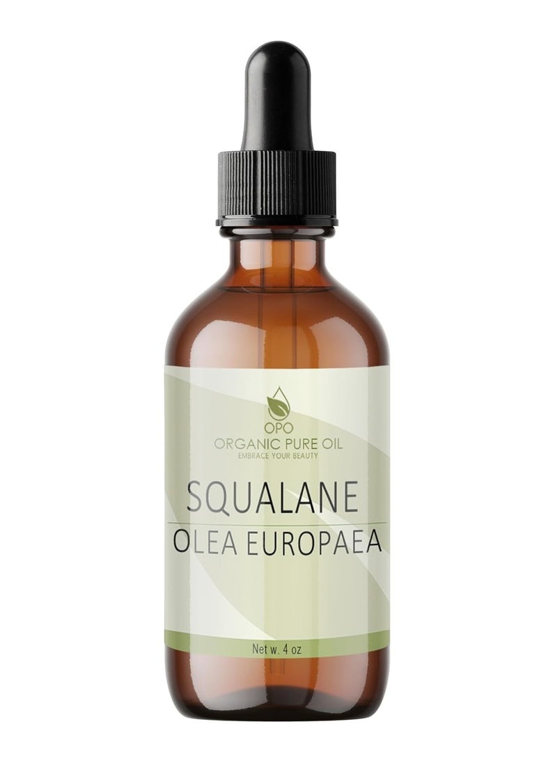 Squalane Oil - Pure, Refined, Plant-Derived, Non-GMO Squalene from Olives - 4 oz Glass & Dropper - Ultra Hydrating Carrier Facial Oil for Face, Skin, Hair, Body, Scalp & More - For All Skin Types