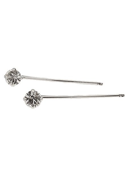 L. Erickson Little Gem Bobby Pin Pair - Crystal/Silver
