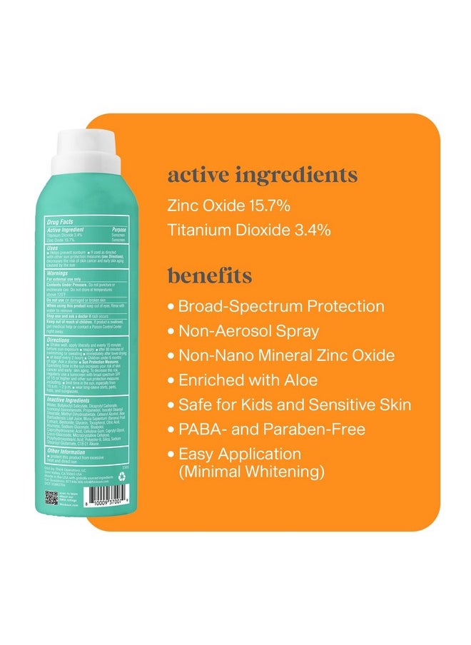 Thinksport Kids Sunscreen Spray, SPF 50 All Sheer Mineral Sunscreen, 6 Fl Oz, Water Resistant Baby & Toddler, Natural Zinc Oxide UVA/UVB Protection