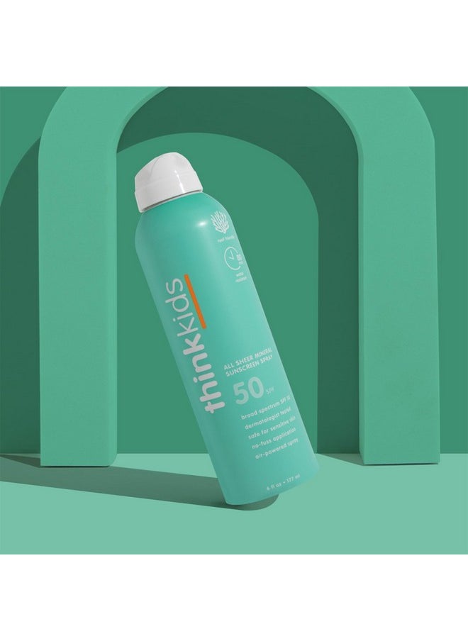Thinksport Kids Sunscreen Spray, SPF 50 All Sheer Mineral Sunscreen, 6 Fl Oz, Water Resistant Baby & Toddler, Natural Zinc Oxide UVA/UVB Protection