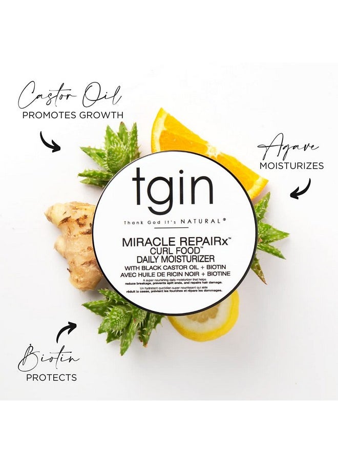 tgin Miracle RepaiRx Curl Food Daily Moisturizer for Curly, Coily and Wavy Hair, Moisturizing Curl Cream for Dry, Damaged Hair, 12 oz