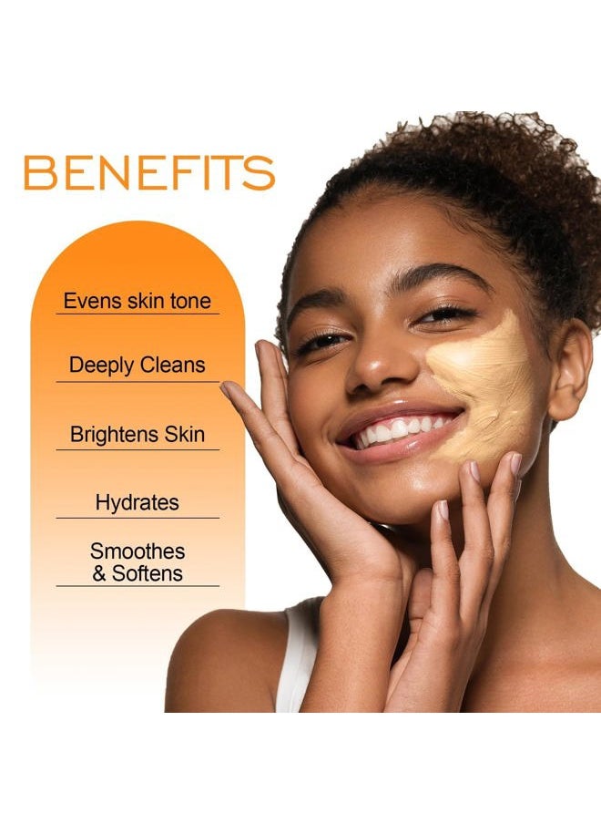Vitamin C American Kaolin Clay Mask with Turmeric, Pro Ultra-Fine Creamy Texture, Deep Pore Cleansing Even Skin Tone Brighten Control Oil Detoxify, 30% Aloe, Jojoba Oil, Shea Butter & Squalane