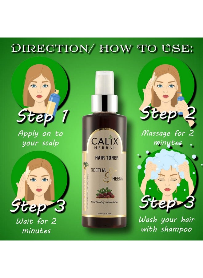 Calix Herbal Organic & Ayurvedic Hair Toner Helps Hair Growth, Control Hair Fall, Deep Root Dandruff Control for Men & Women | All Hair Type (200 Ml)