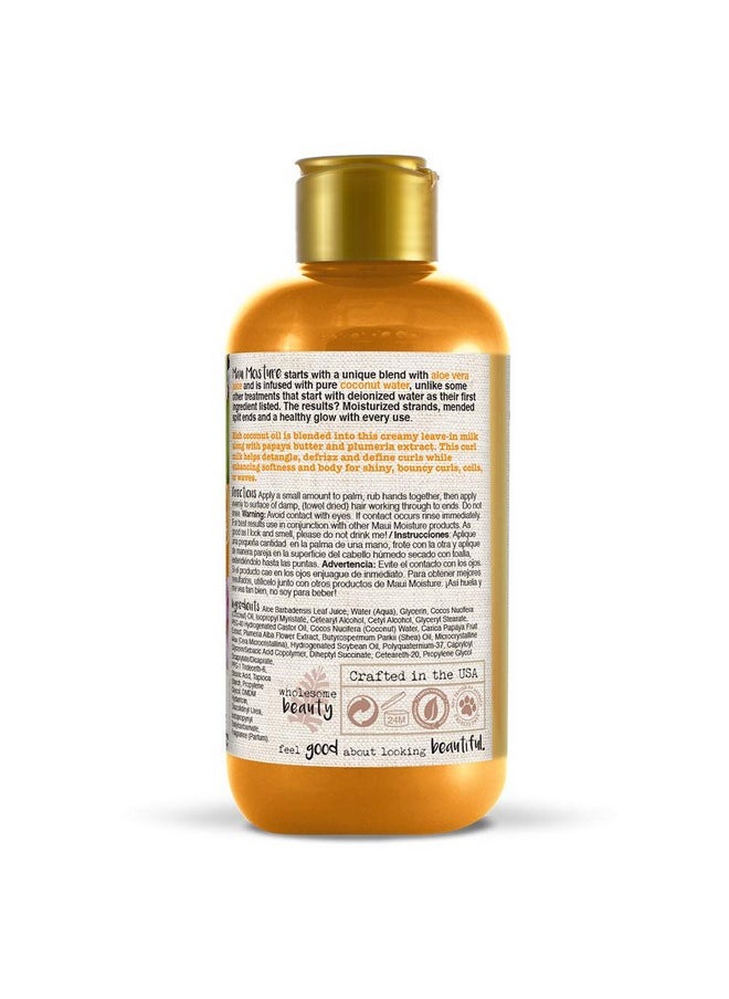 Maui Moisture Curl Quench + Coconut Oil Anti-Frizz Curl-Defining Hair Milk to Hydrate and Detangle Tight Curly Hair, Softening Leave-In Treatment, Vegan, Silicone & Paraben-Free, 8 fl oz