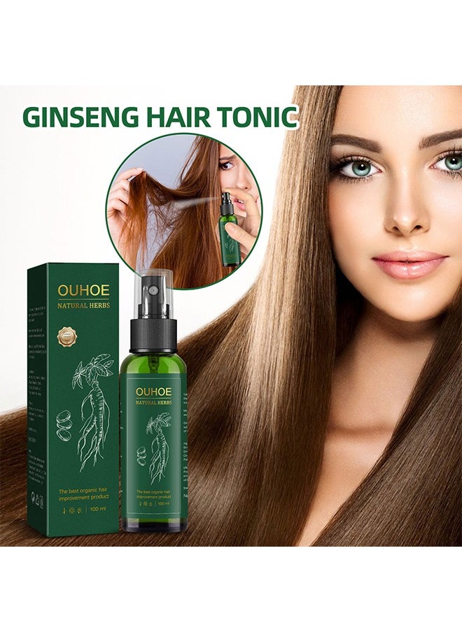 Natural Herbs , Ginseng Hair Thickening Liquid Ginseng Essence Hair Thickening Spray Prevents Hair Loss Strengthens Hair Protects and Moisturizes Hair 100ml