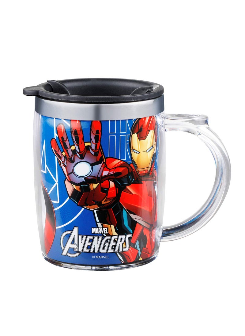 SKi Homeware Double Wall Inner Stainless Steel TeaCoffee Milk Mug With Handle And Lid For Kids Cherry Mug Avengers 350 ML