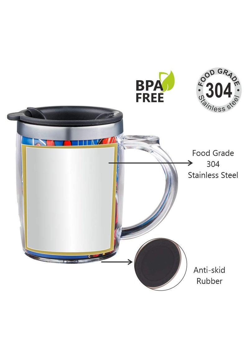 SKi Homeware Double Wall Inner Stainless Steel TeaCoffee Milk Mug With Handle And Lid For Kids Cherry Mug Avengers 350 ML
