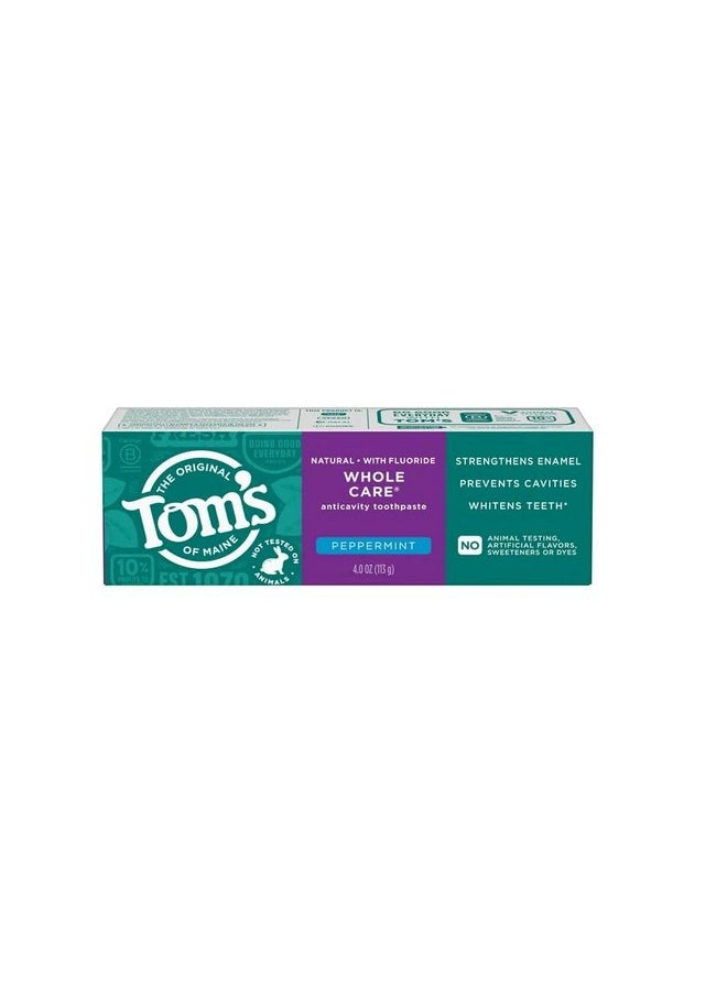 Tom's Of Maine Toms of Maine Whole Care with Fluoride Natural Toothpaste, Peppermint - 4.7 Oz, 4.7 Oz