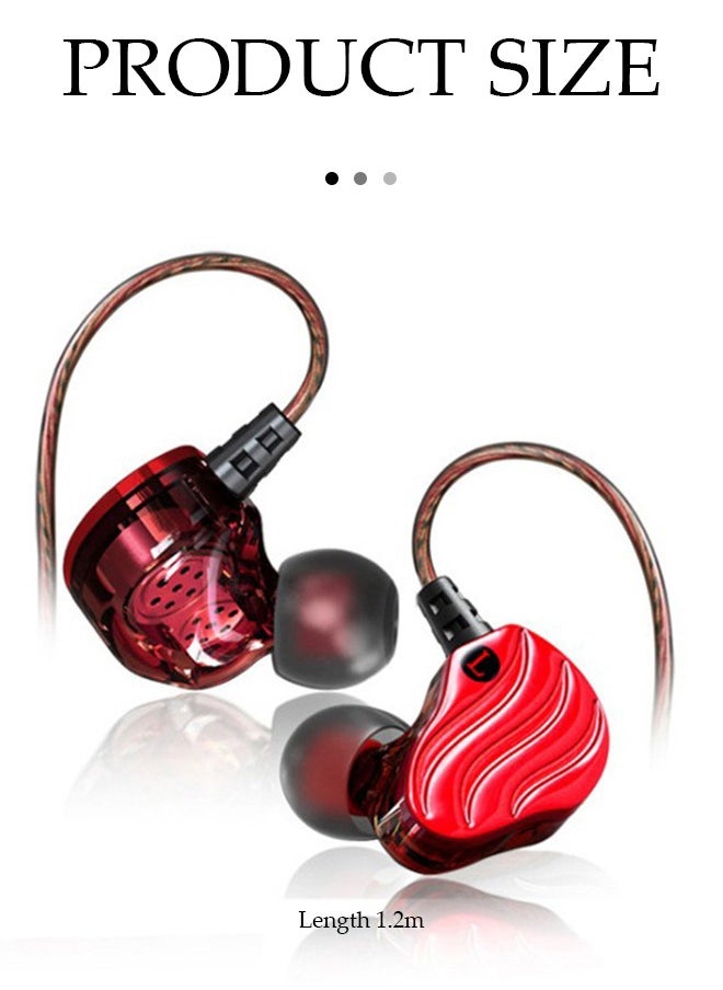 In ear headphone,heavy bass wired monitor dual dynamic headphones, ergonomic cochlear headphones ，with microphone, 1.2M, 3.5MM universal plug