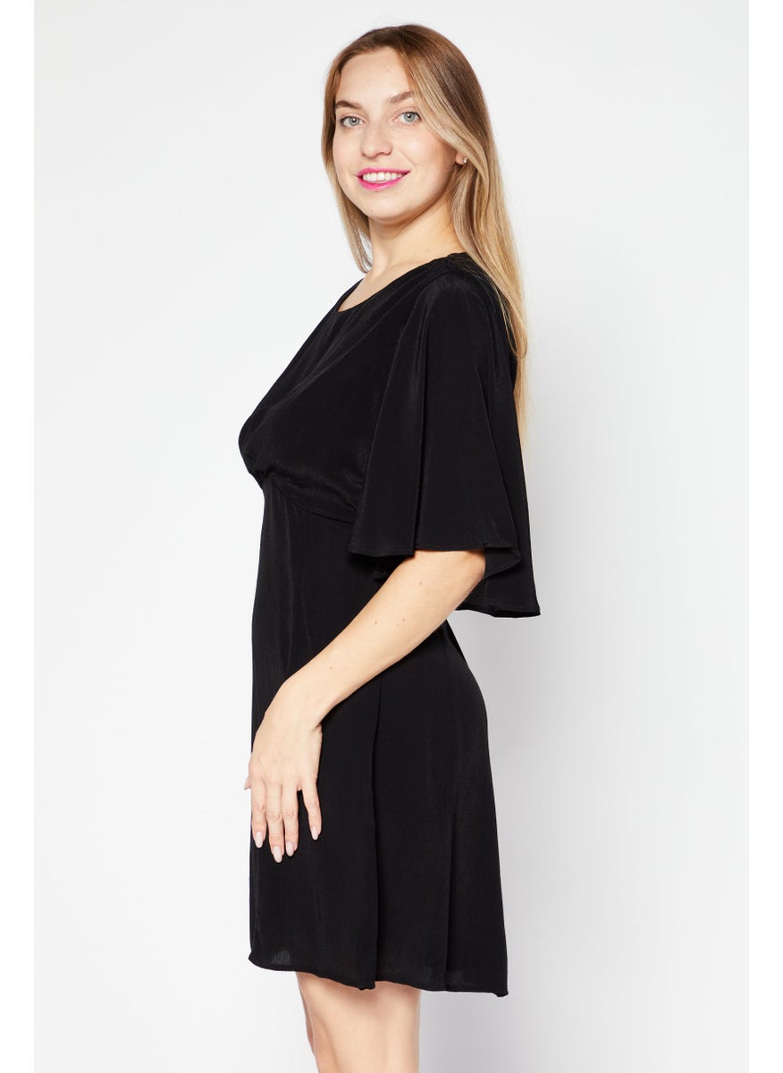 Women Plain Cut Out Mini Dress, Black