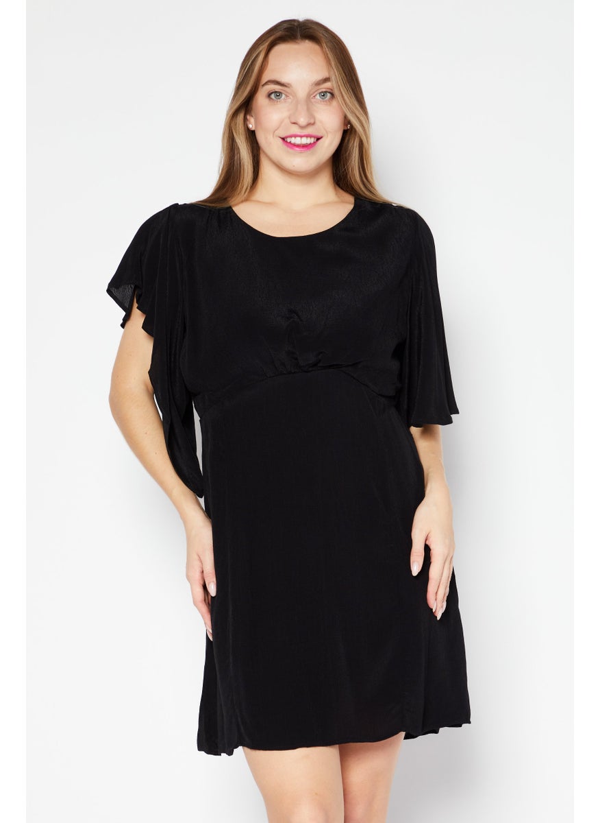 Women Plain Cut Out Mini Dress, Black