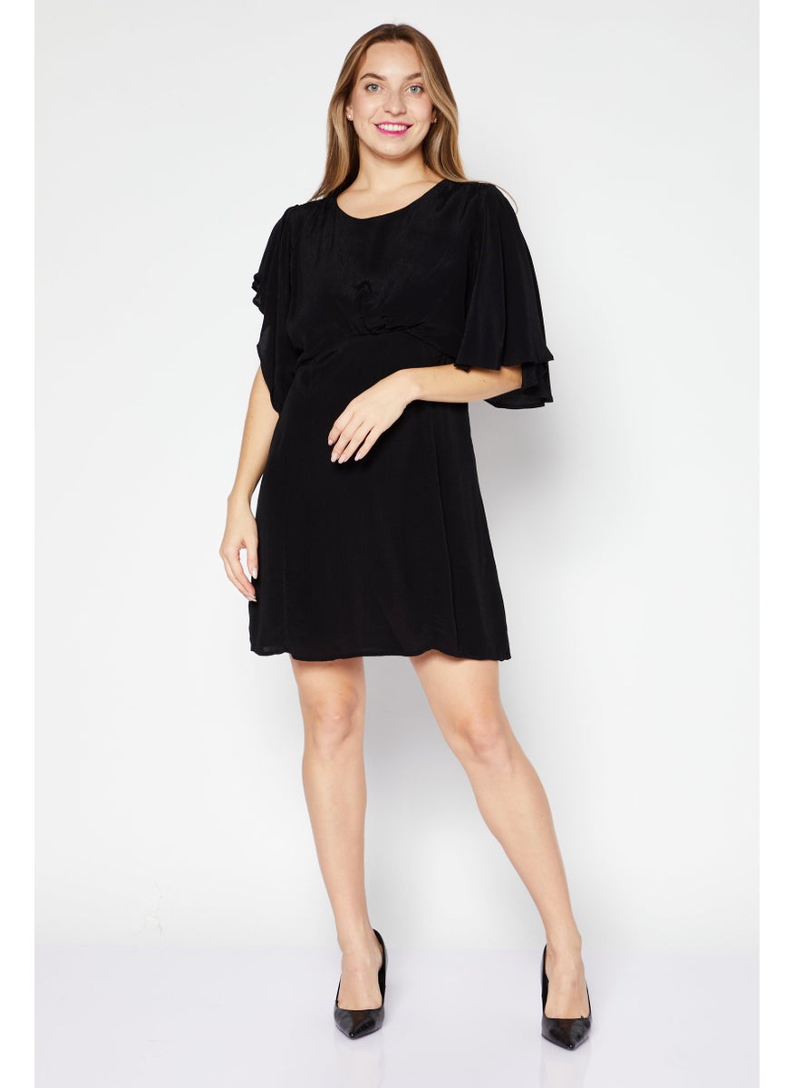 Women Plain Cut Out Mini Dress, Black