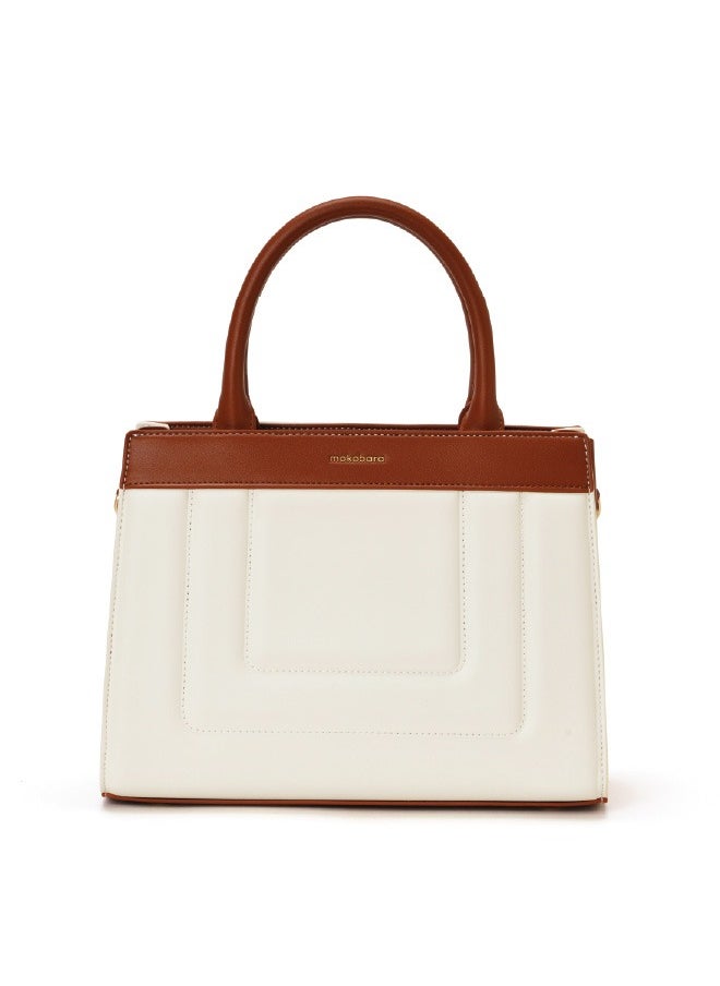 MOKOBARA The Noir Handbag Vegan Leather Top Handle Stylish Women Shoulder Bag Top Handle Purse (Coconut Cream)