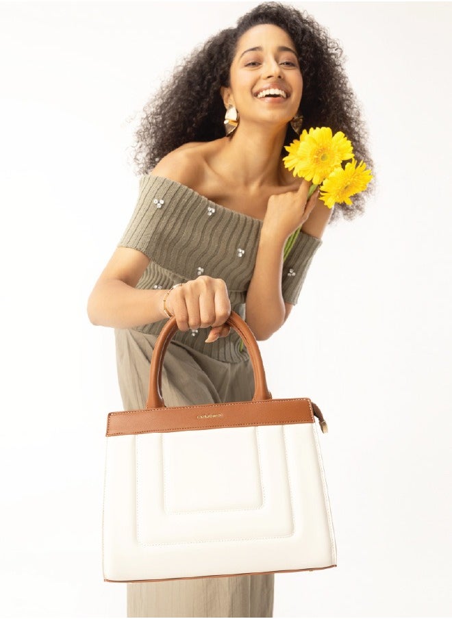 MOKOBARA The Noir Handbag Vegan Leather Top Handle Stylish Women Shoulder Bag Top Handle Purse (Coconut Cream)